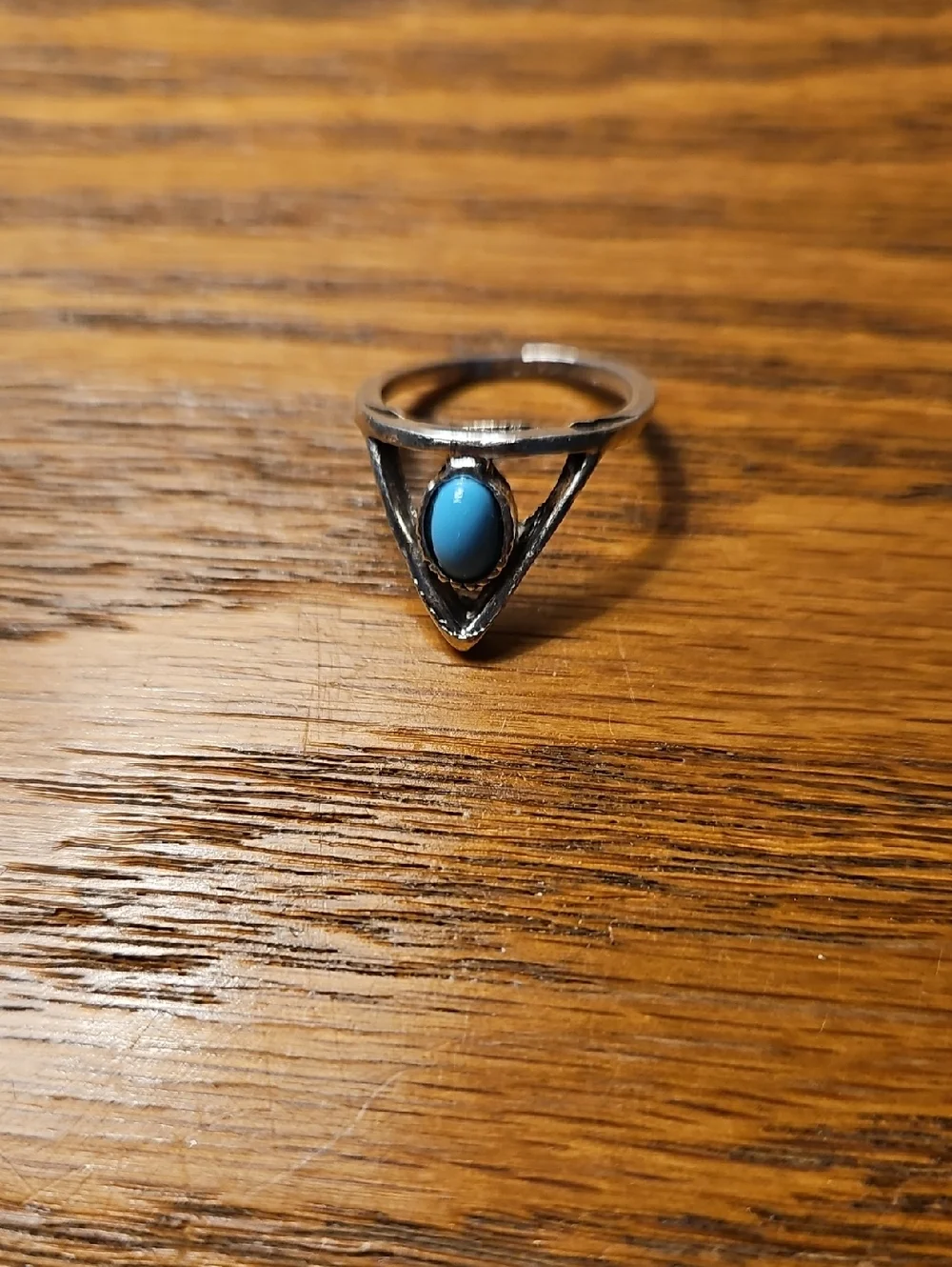 Sterling Silver Triangle Ring with Turquoise Stone